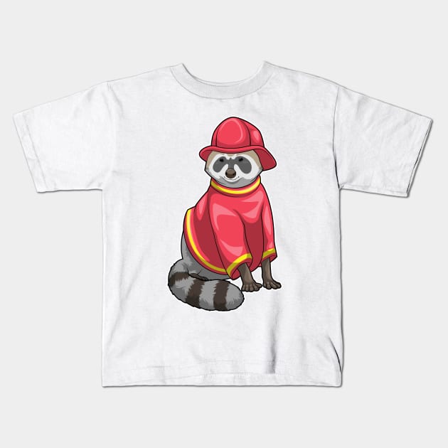 Racoon Firefighter Fire department Kids T-Shirt by Markus Schnabel